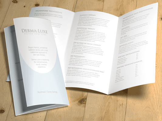 Graphic Design - Derma-Luxe Services Menu