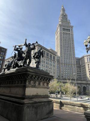 Part of the monument overlooking Public Square