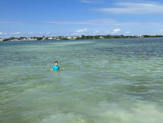 Julian at a stop on the tour at the sandbar