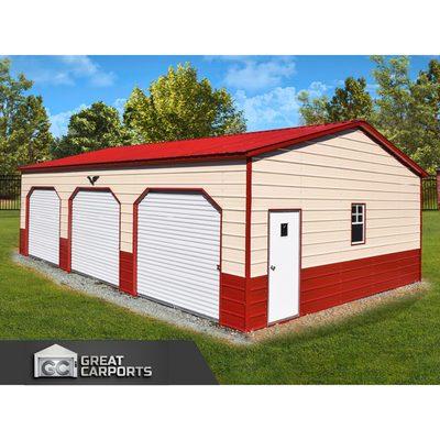 Sturdy metal carport garage storage building 24x35x10 near me at GreatCarports.com. Free  delivery and installation. $16,289 as shown.