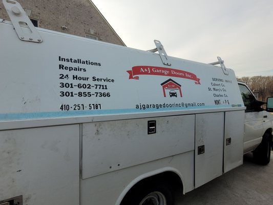 A& j garage door inc  service  truck