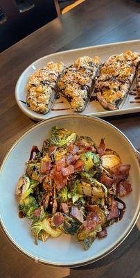 Brussel Sprouts and Stuffed Mushrooms