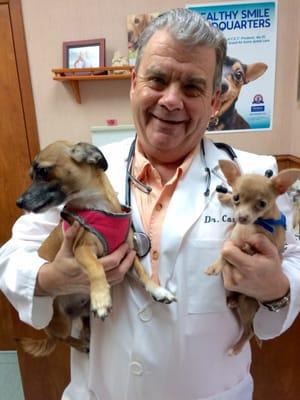 Dr Jimmy holding Maggie Rose and Butter