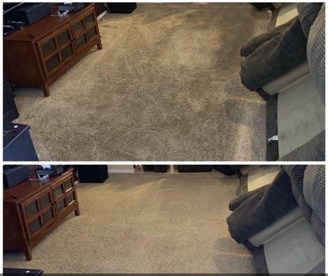 Before and After of a living room area