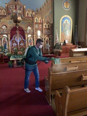 Sanitizing a church