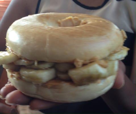 Peanut butter and banana bagel