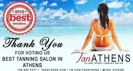 VOTED BEST TANNING SALON IN ATHENS 2018!