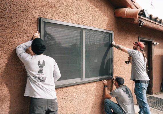 Security Screen Windows in bronze.