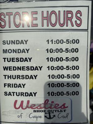 Store hours for winter