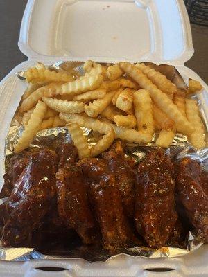 Hot lemon pepper 10 Wings with Fries Combo #2 Hot Lemon pepper wet