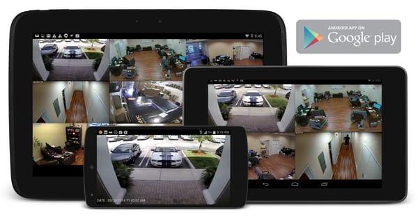 Remote viewing of security camera's on Android, Apple, or Windows device.