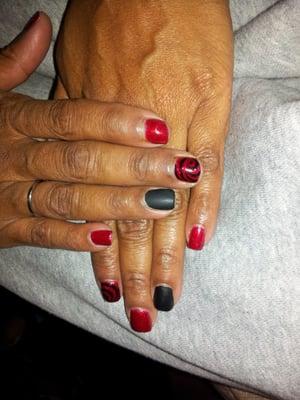 gel polish.  10 days old.  matte polish...1 day old.  #nailsbyrobbie