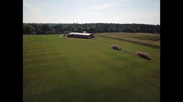 Skyview of the office and field