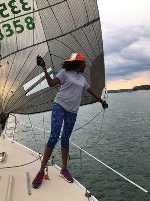 On Lake Travis, from the club, human spinnaker