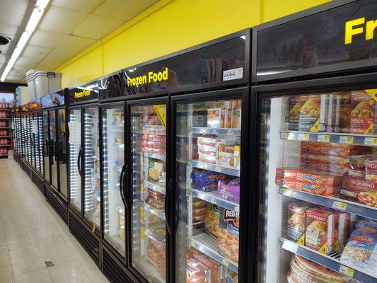 Frozen food well stocked and neat.