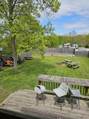 Picnic tables out back