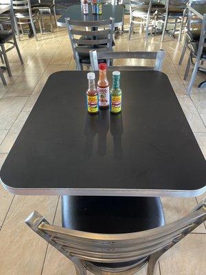 Condiments offered at each table