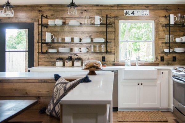 One of our favorite kitchen remodel. Staining these shiplap walls was well worth it.