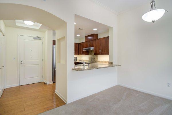 One bedroom unit kitchen.