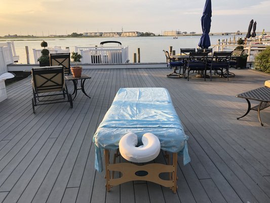 Enjoy a massage in the comfort of your home or your deck.