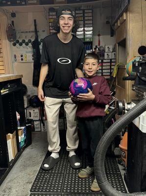 Ernesto and Brooks with his new ball.