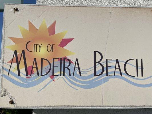 Archibald Memorial Beach Park, Madeira Beach city sign