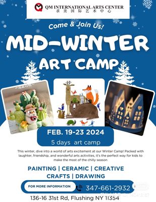 Mid-winter art camp is coming next week! Are you ready for fun?