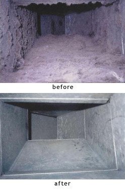 before and after duct cleaning