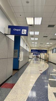 Chapel is a bit further away from gate D40.