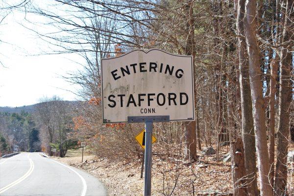 Entering Stafford, Connecticut Sign from Wales, Massachusetts.