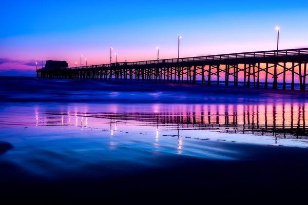 Newport pier at night.