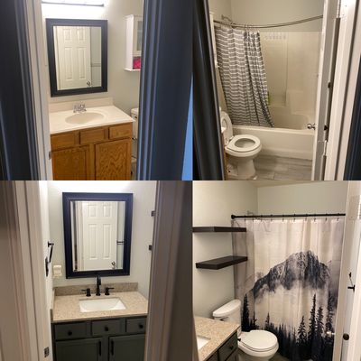 Collage of the guest bathroom