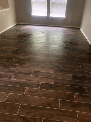 Wood looking tile for any home.