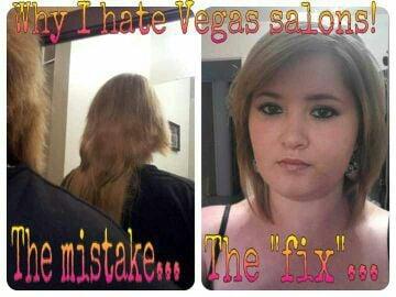 The disaster they caused and Nellis salon has to fix! Beware!