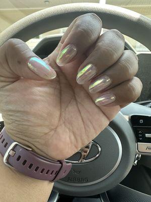 Gel manicure with chrome