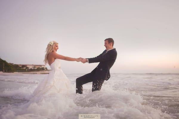 *Real Wedding* CCB bride Whitney and her hubby enjoying their beach wedding!