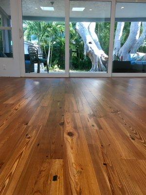 Beautiful Engineered Heart Pine, purchased from and installed by The Wood Floor Store, home of The Floor Doctor.