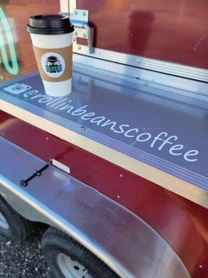 Smooth hot cup of Americano! Rollin' Beans Coffee Co coffee drinks stand.