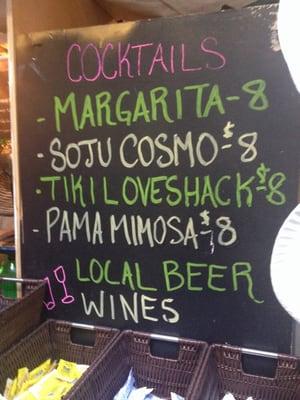 Cocktail menu