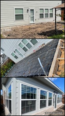 Sunroom: Frame, Electricity, Roof, Insulation, Sheetrock, Taping Float, Texture, Painting, Flooring