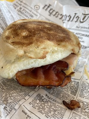 Bacon turkey cheese breakfast sandwich