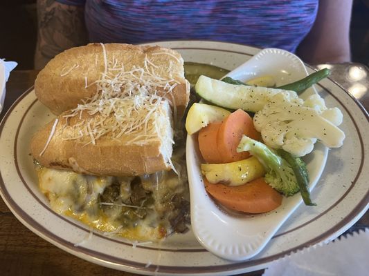 Philly Cheesesteak, side of veggies