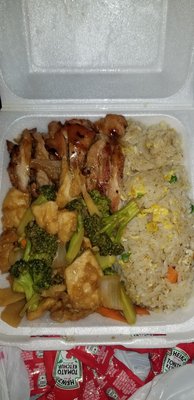 Chicken broccoli and teriyaki with fried rice