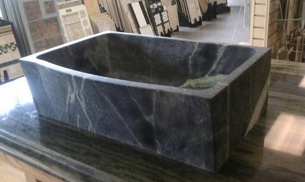 Carved soapstone sink