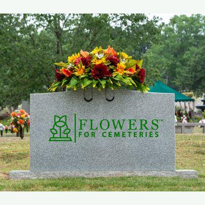 Autumn Daisy and Orange Calla Lily Cemetery Saddle.