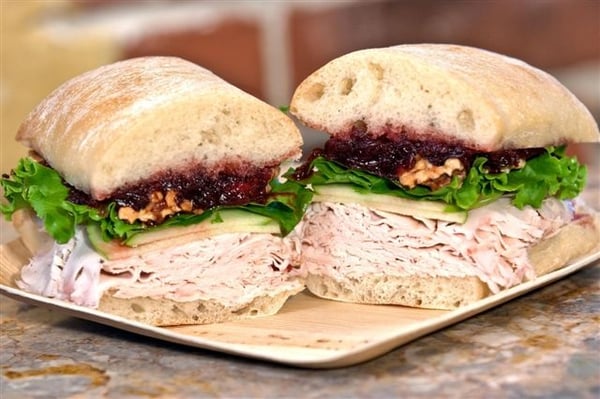 Fresh Turkey, Cranberry Chutney, Apple & Walnut Sandwich.  Mmmmmm delicious.