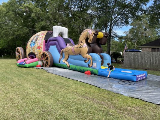 Princess carriage bounce house/water slide combo