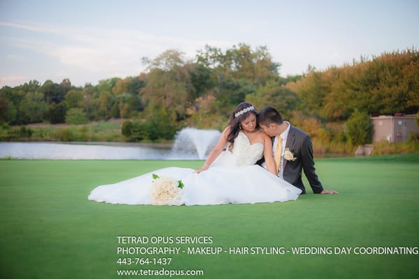 Bride and Groom Session near pond