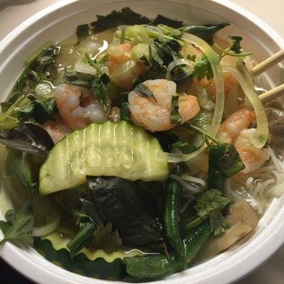 Shrimp noodle soup bowl