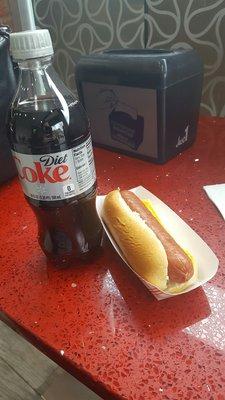 Soda and hot dog I ordered for $5.98